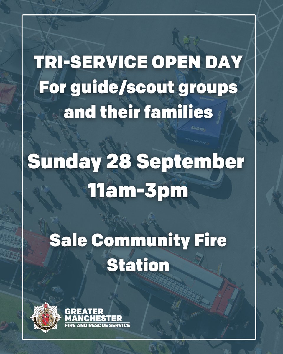 Sale Community Fire Station are opening their doors this Sunday, for guide/scout groups and their families.

There will be presentations and workshops providing information, advice and key life skills. 

It's a great opportunity to engage with the emergency services! 🚒 🚓 🚑