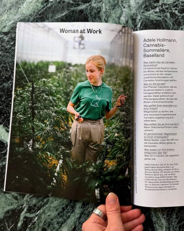 #Congratulations to #CertifiedGanjier Adele Hollmann on her recent profile in the Swiss edition of Annabelle magazine! "As a [#Ganjier] I aim to build bridges between science, business, politics &amp; society so we can co-create smart regulation models for legal plant medicine."