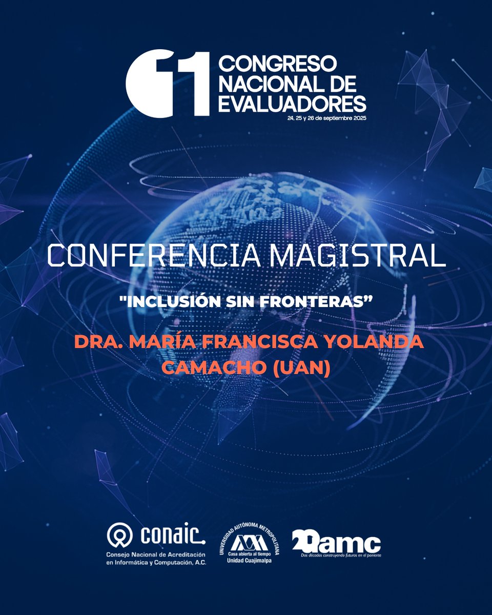 ✨ Hoy se impartió la Conferencia Magistral “Inclusión sin fronteras”, a cargo de la Dra. María Francisca Yolanda Camacho (UAN).

Una ponencia inspiradora dentro del Congreso Nacional de Evaluadores 2025.