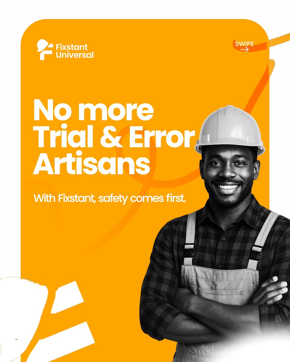 FixstantLimited's tweet image. At Fixstant, safety comes first. Every artisan is verified, rated, and trusted , so when you book, you know you’re in safe hands ✅. Reliable people. Reliable service.

#SafeHands #VerifiedArtisans #TrustedService #NaijaFix #ReliableEverytime #SecureAndReliable