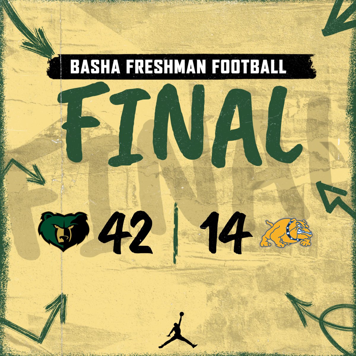 Victory Thursday for the Basha 🐻 Frosh 🏈. Move to 3-1 on the season 
<a href="/bashagridiron/">Basha Gridiron</a> <a href="/bashabearnation/">Basha Bear Nation</a> <a href="/BashaAthletics/">Basha HS Athletics</a>