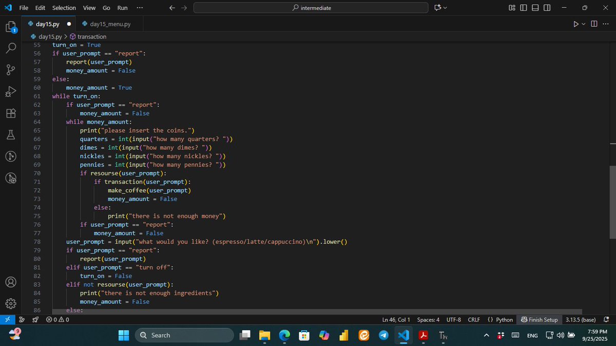 merdas2000m's tweet image. my coffee machine code in #python, #100dayscode
#100dayscodechallenge