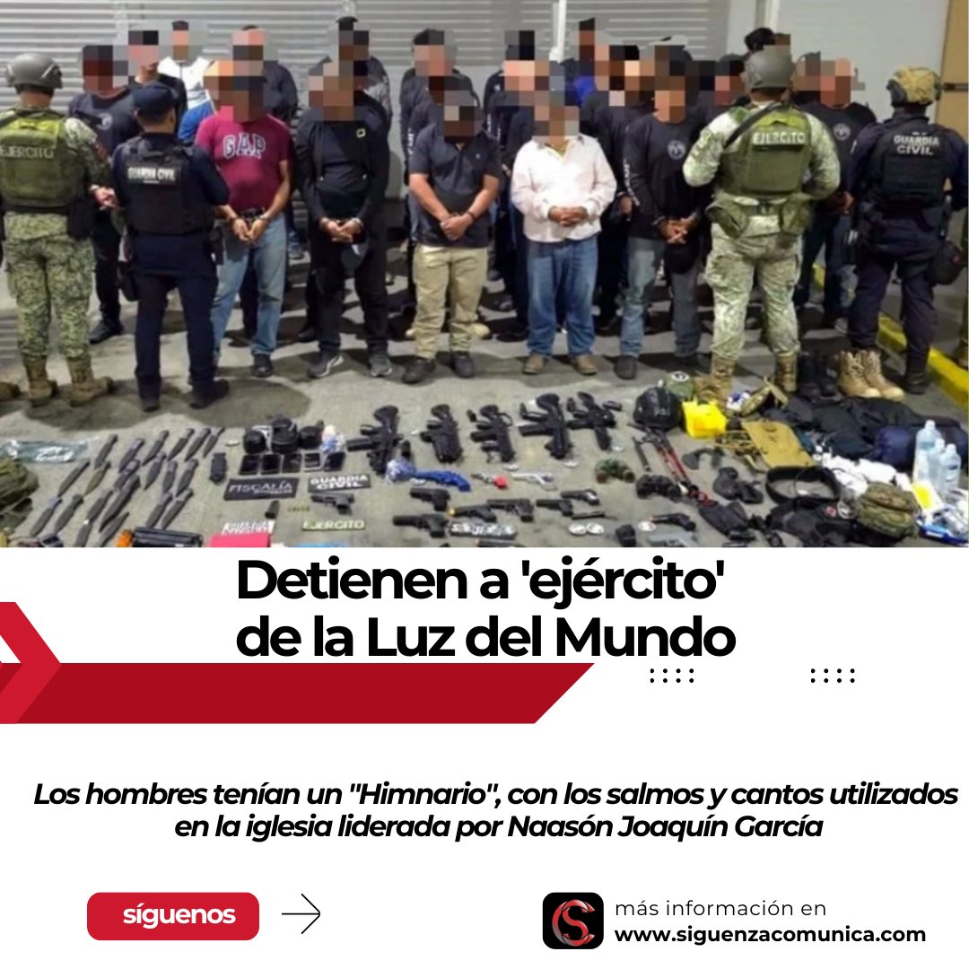 En una zona dominada por el Cártel Jalisco Nueva Generación (CJNG) y armados como un 'ejército' de sicarios, un grupo de 38 hombres ligados a la iglesia Luz del Mundo fueron detenidos ayer en la madrugada por autoridades federales y estatales.

siguenzacomunica.com/detienen-a-eje…