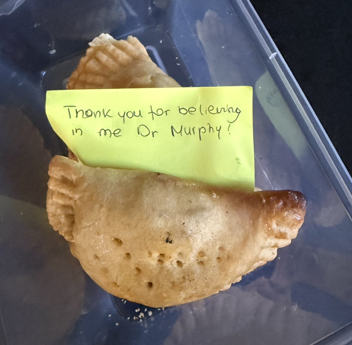 Just gobbled this delicious gift from one of my very kind and thoughtful medical students. Delicious traditional nigerian pies. Yum! #meded