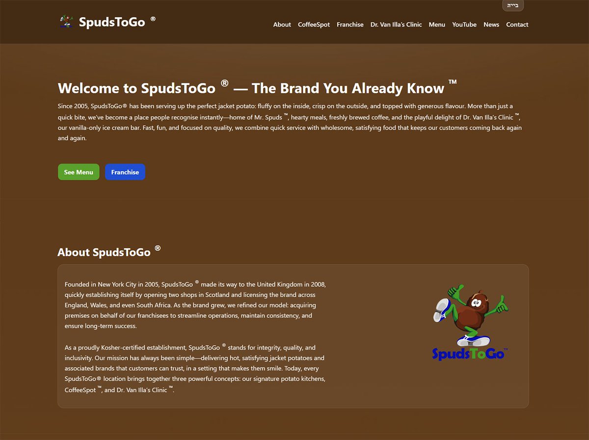 SpudsToGo ® Unveils New Brand System Uniting SpudsToGo, CoffeeSpot ™ and Dr. Van Illa’s Clinic ™
spudstogo.com #spudstogo <a href="/spudstogo/">SpudsToGo</a>