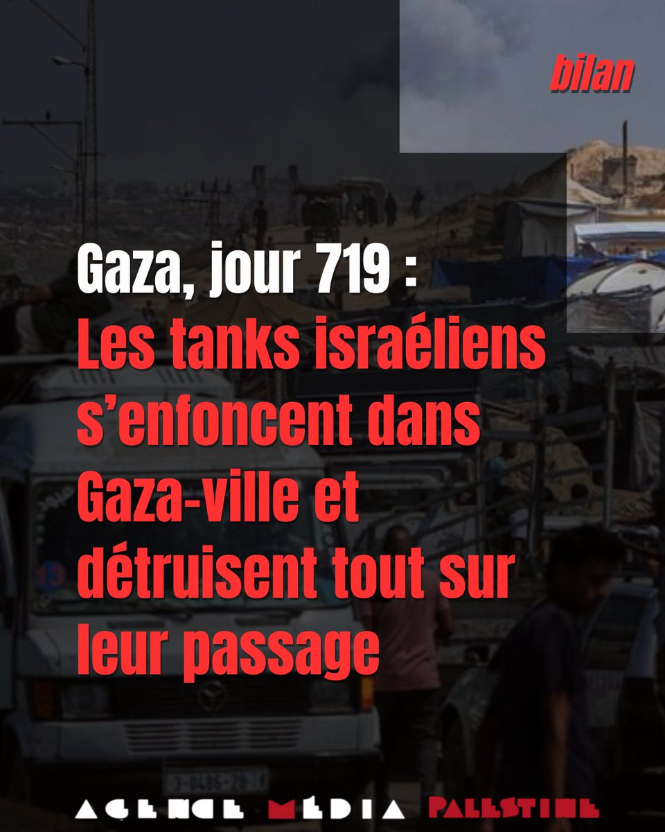 Gaza, jour 719 : les tanks israéliens s'enfoncent dans la ville de Gaza et détruisent tout sur leur passage. 

Par l'Agence Média Palestine, le 25 septembre 2025 : urlr.me/Vcvpmw