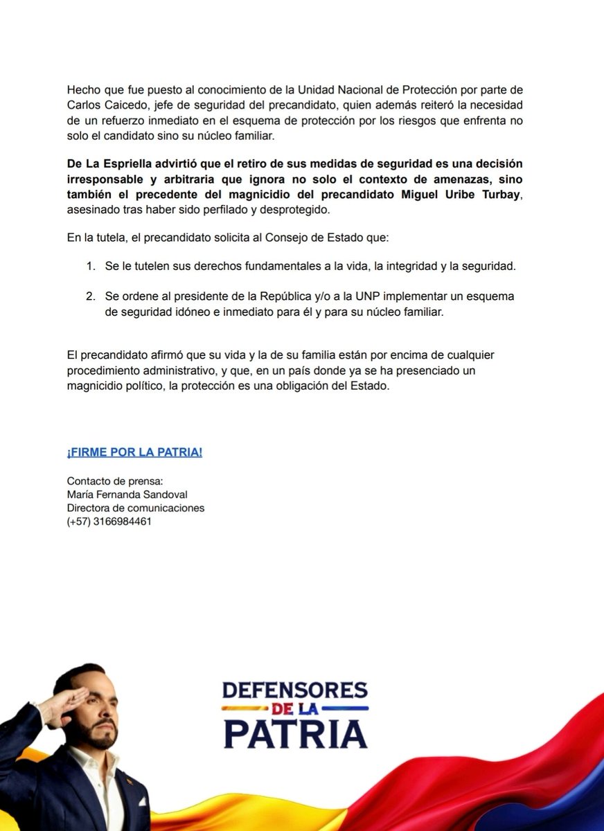 AdrianaVeterin's tweet image. ESTO ES GRAVÍSIMO 
El gobierno esta decidido a exterminar los candidatos más fuertes de la oposición, primero fue Miguel Uribe Turbay y ahora Abelardo de la Espriella quitándole parte de su seguridad, recuerden que a Miguel no le atendieron sus pedidos de seguridad y lo mataron.