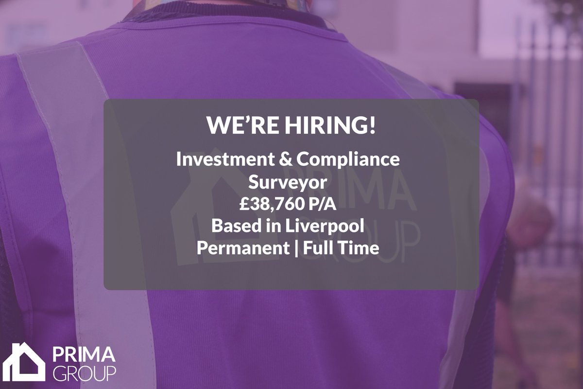 We're Hiring | Investment &amp; Compliance Surveyor

This is a full time, permanent role in our Housing &amp; Growth team.

Find out more through our Work For Us page:
primagroup.org/work-for-us