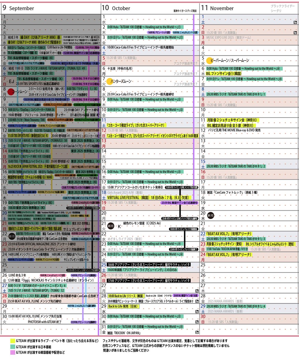 &TEAM 9/26金 結成1,120日 デビュー1,025日 日めくり：LUNÉ DAY