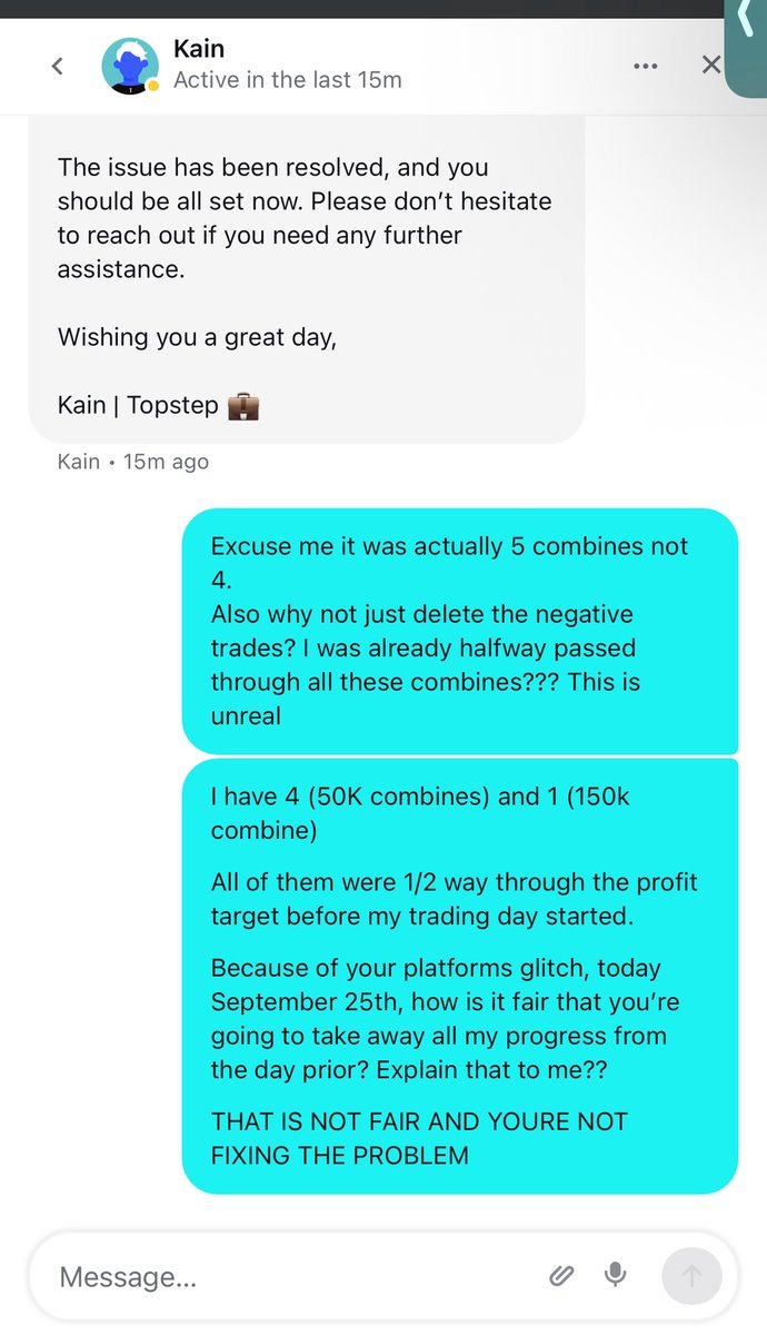 DanCamero's tweet photo. MP is this really how you handle your problems? Sweeping it under the rug with resets?
@MichaelPatak @Topstep 
Take responsibility bro and make it right. 
Clearly hundreds of people affected
—-> TAKE PROFITS AND STOP LOSSES WERE SET AND NOT HONORED !!!! https://t.co/79rVWRZPrv