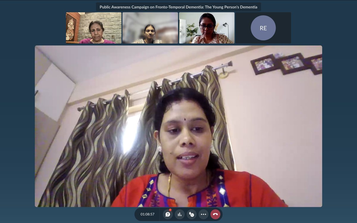 The first FTD awareness online meeting in India, held on 21 September, went well.  Lots of questions - 55!!  Engaging and enthusiastic audience! Thanks to the Dementia India Alliance, our partner, and Jwala and Anusha for their valuable insights. #endftd