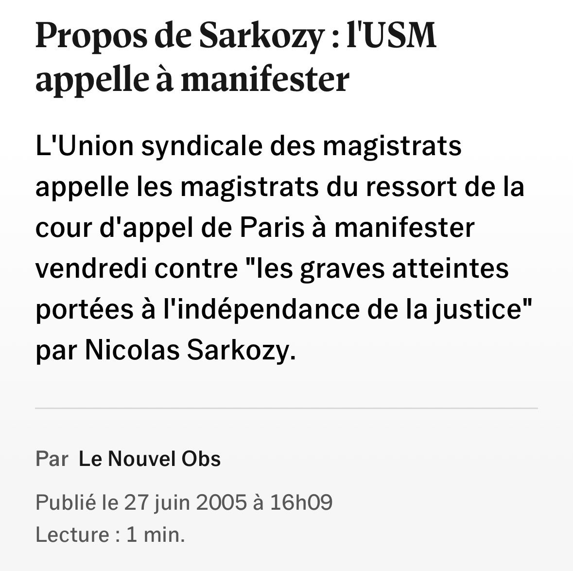 🚨🇫🇷 𝗔𝗟𝗘𝗥𝗧𝗘 𝗜𝗡𝗙𝗢 — Comme le révèle l’<a href="/ASLA_asso/">ASLA</a>, la juge Nathalie Gavarino, qui a CONDAMNÉ Nicolas Sarkozy à 5 ANS DE PRISON FERME, était représentante de l’Union Syndicale des Magistrats (USM).

En 2011, elle avait organisé une manifestation CONTRE Nicolas Sarkozy,