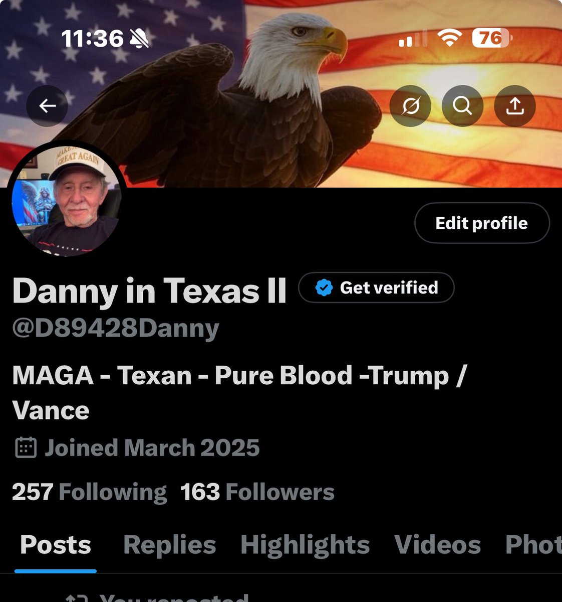 Hi Guys and Gals!
This is my backup account. 
I would appreciate you giving it a follow. With the way things are right now, if you don’t have one you should make one. 
Thank you all! 🙏❤️
<a href="/D89428Danny/">Danny in Texas II</a>
