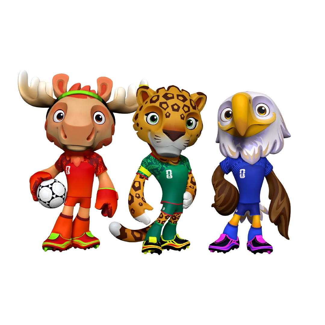 Hoy se presentaron las mascotas para el #Mundial2026 sus nombres:
Maple el Alce (Canadá).
Zayu el Jaguar (Mexico).
Clutch el Águila (EEUU).