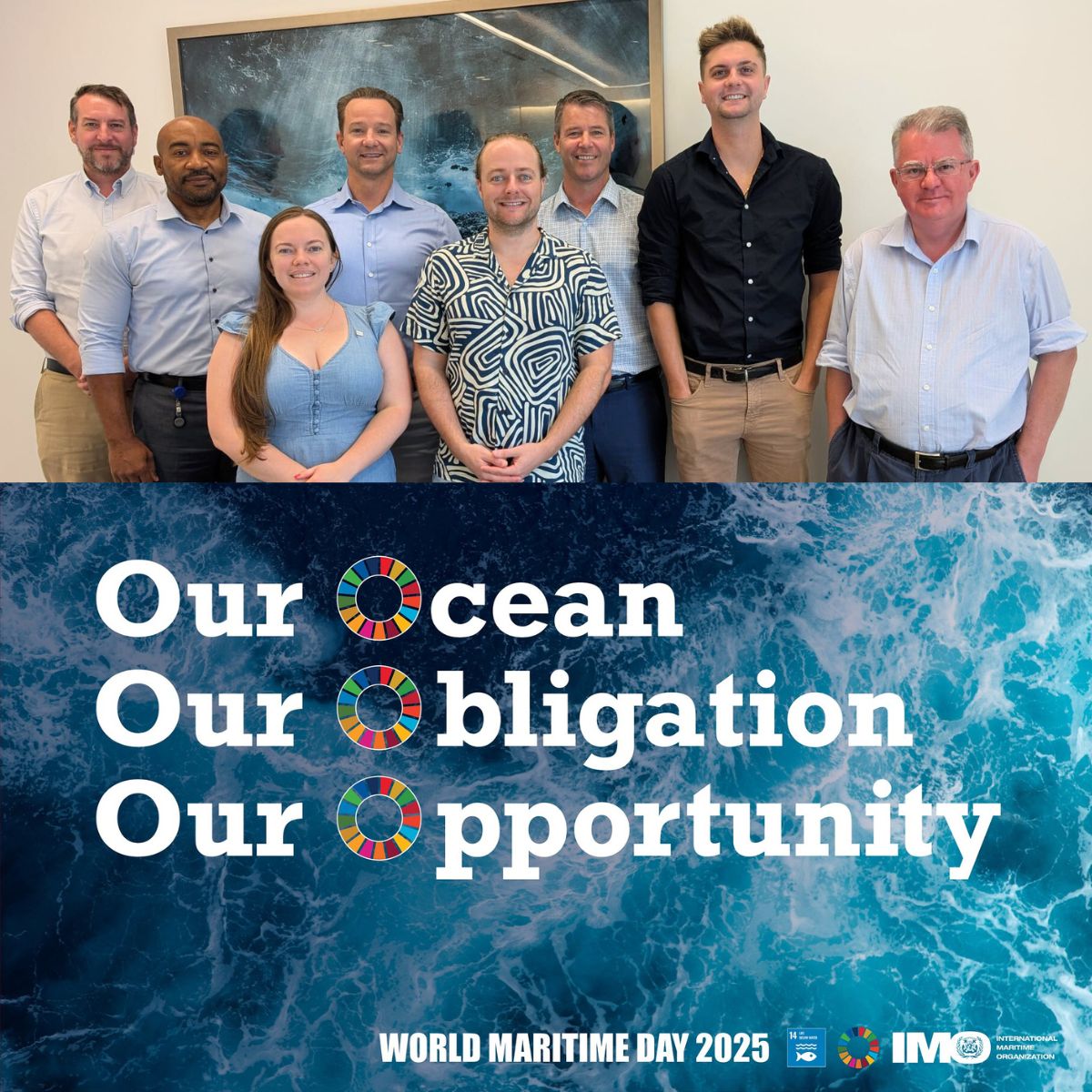 We're wearing blue in support of #WorldMaritimeDay. 🌊⚓️

This year’s theme, “Our Ocean, Our Obligation, Our Opportunity,” highlights the vital role the #MaritimeIndustry plays in protecting our oceans and building a sustainable future. Learn more at <a href="/IMOHQ/">International Maritime Organization</a>.