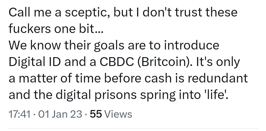 ScumWef's tweet photo. Those pesky conspiracy theorists did try and warn you! #DigitalID, #BritCard, #CBDC, #BritCoin https://t.co/Pi5Q8xjiT9