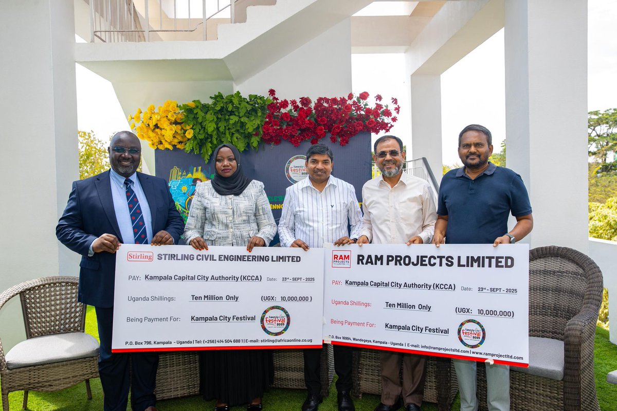 Hajjat Sharifah Buzeki (@buzeki_sharifah) on Twitter photo Stirling Civil Engineering Ltd and RAM Project Ltd have joined us as valued partners for the <a href="/CityFestivalKla/">Kampala City Festival</a> 2025, contributing UGX 20 million towards the celebrations on 5th October 2025.
Their support is a boost to our vision of a vibrant festival that unites our city through Stirling Civil Engineering Ltd and RAM Project Ltd have joined us as valued partners for the <a href="/CityFestivalKla/">Kampala City Festival</a> 2025, contributing UGX 20 million towards the celebrations on 5th October 2025.
Their support is a boost to our vision of a vibrant festival that unites our city through
