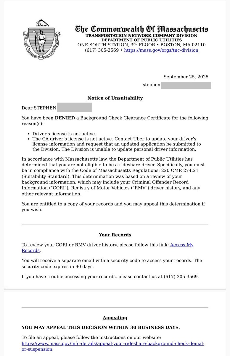 LyftUberDriver's tweet image. why TF did @uber use my expired, invalid california driver’s license for my background check when as of september of 2023 i have been using an active, valid massachusetts driver’s license??

having been unable to work for three weeks, does anyone know if i can sue uber for this?