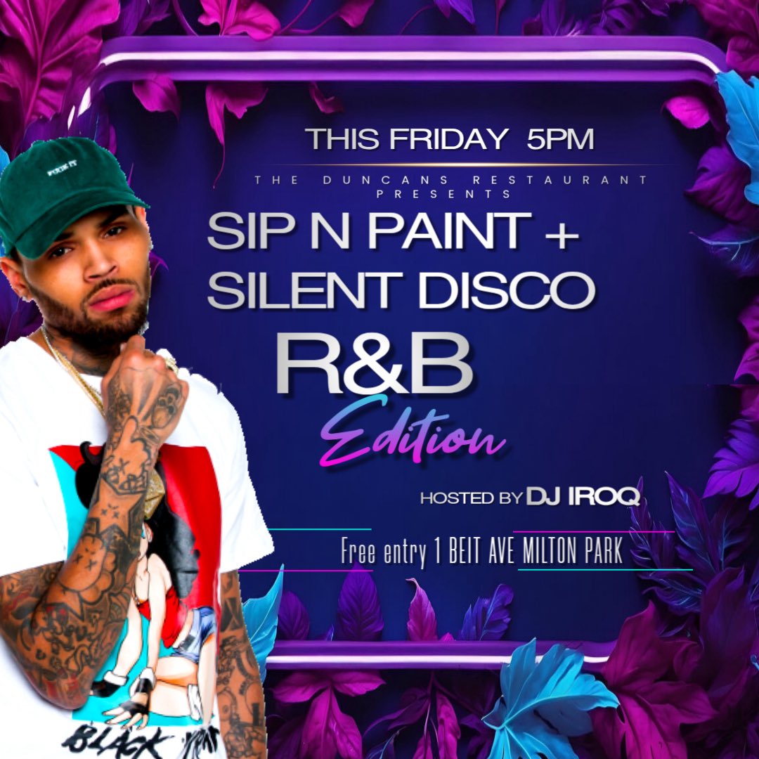 This Friday we do Sip n Paint RnB edition hosted by Dj Iroq. 1 Beit Avenue Milton Park. Entrance is free.Art on canvas is optional for $10