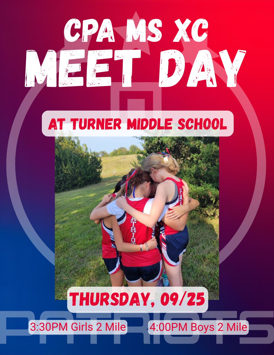 CPA MS is at Pierson Park this afternoon for the Turner MS meet!!

Let’s Go Patriots!!