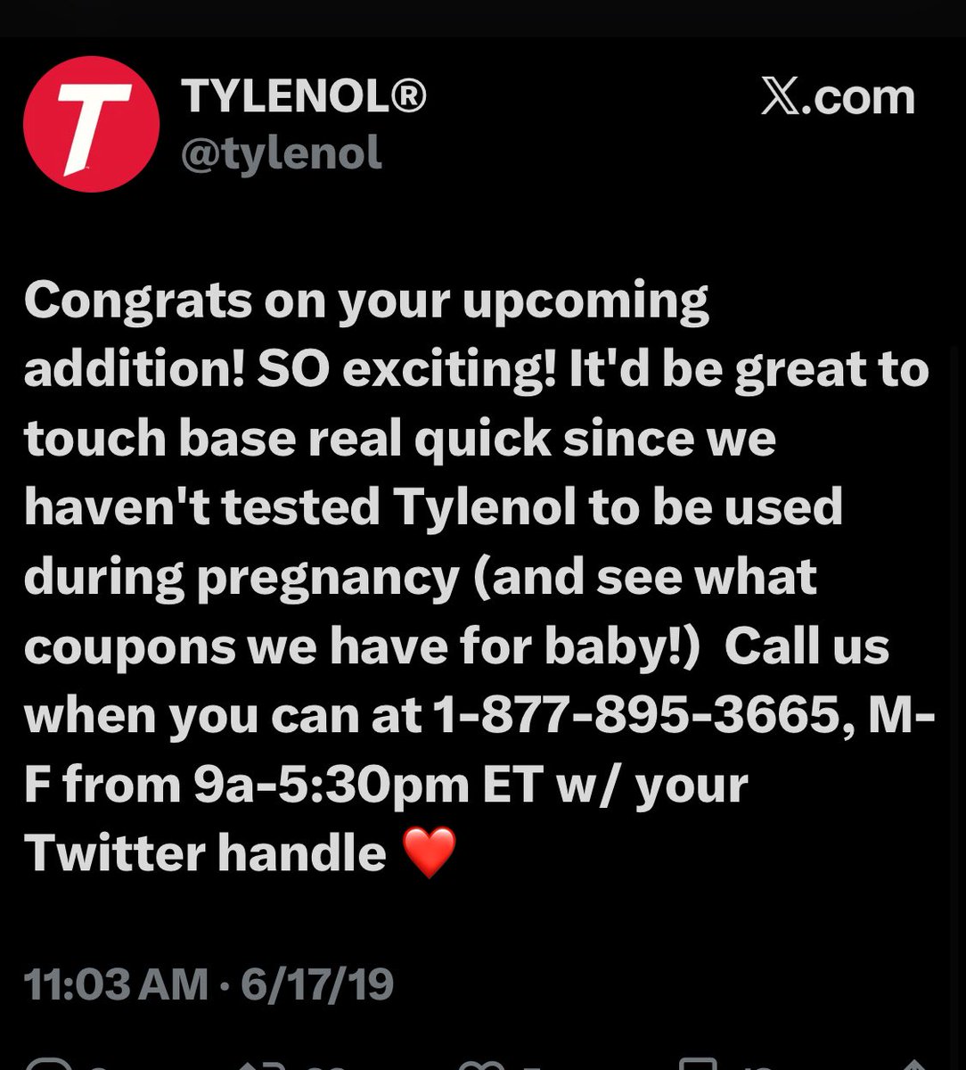 anjewla90's tweet image. I am not saying taking Tylenol while pregnant leads to autism. 

I am saying that Tylenol itself has stated not to take any while pregnant and that they have never tested it on pregnant women.