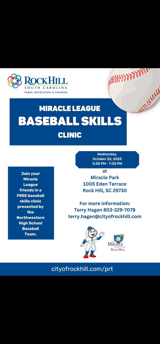 NHSTrojanBB's tweet image. We are partnering with Rock Hill Miracle Park to host the 1st Annual "Training with the Trojans" Baseball Skills Camp on October 22nd 2025. Our school, coached, and players are honored to share this opportunity to train alongside our local Miracle League athletes! Info ⬇️