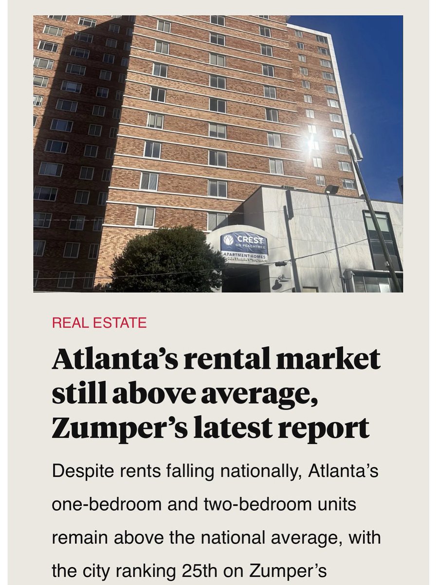 <a href="/Zumper/">Zumper</a> latest National Rent Reporg is out and you guessed it, #Atlanta rents are not down. But it could be worse. I’m
Talking to you San Fran and NYC.
#RealEstate #business

theatlantavoice.com/atlanta-rents-…