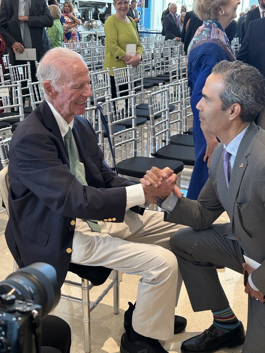 georgepbush's tweet photo. "The man who ran Washington" comes to Aggieland to be honored today at the naming ceremony and dedication of the James A. Baker, III Pavilion at @Bush41Library. It was an honor to be with a true American patriot, diplomat and friend this morning. https://t.co/lvZ9l8vMFl