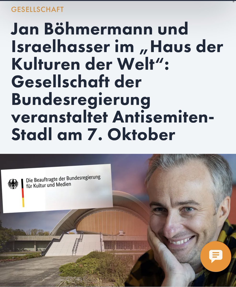 Wahnsinn!!!

Manchmal glaubt man seinen Augen nicht zu trauen, das hier ist so ein Fall.

Gerade auf Kulturstaatsminister Weimer, <a href="/BundesKultur/">BKM Kultur & Medien</a> haben wir Juden nach seinem fulminanten Start so viel Hoffnung gesetzt und nun das:

Hallo lieber Herr #WolfgangWeimer,
das werden Sie