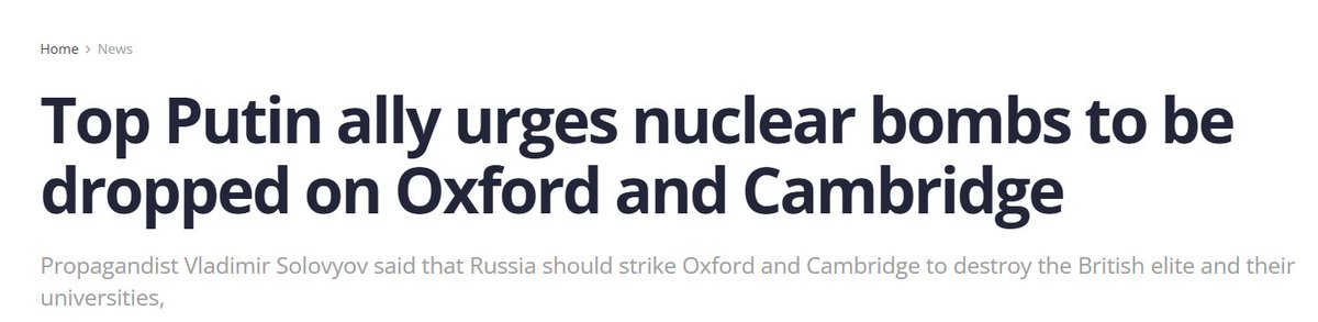 Oxford and Cambridge have each survived more than 800 Freshers' Weeks; good luck frightening either city with nuclear weapons.