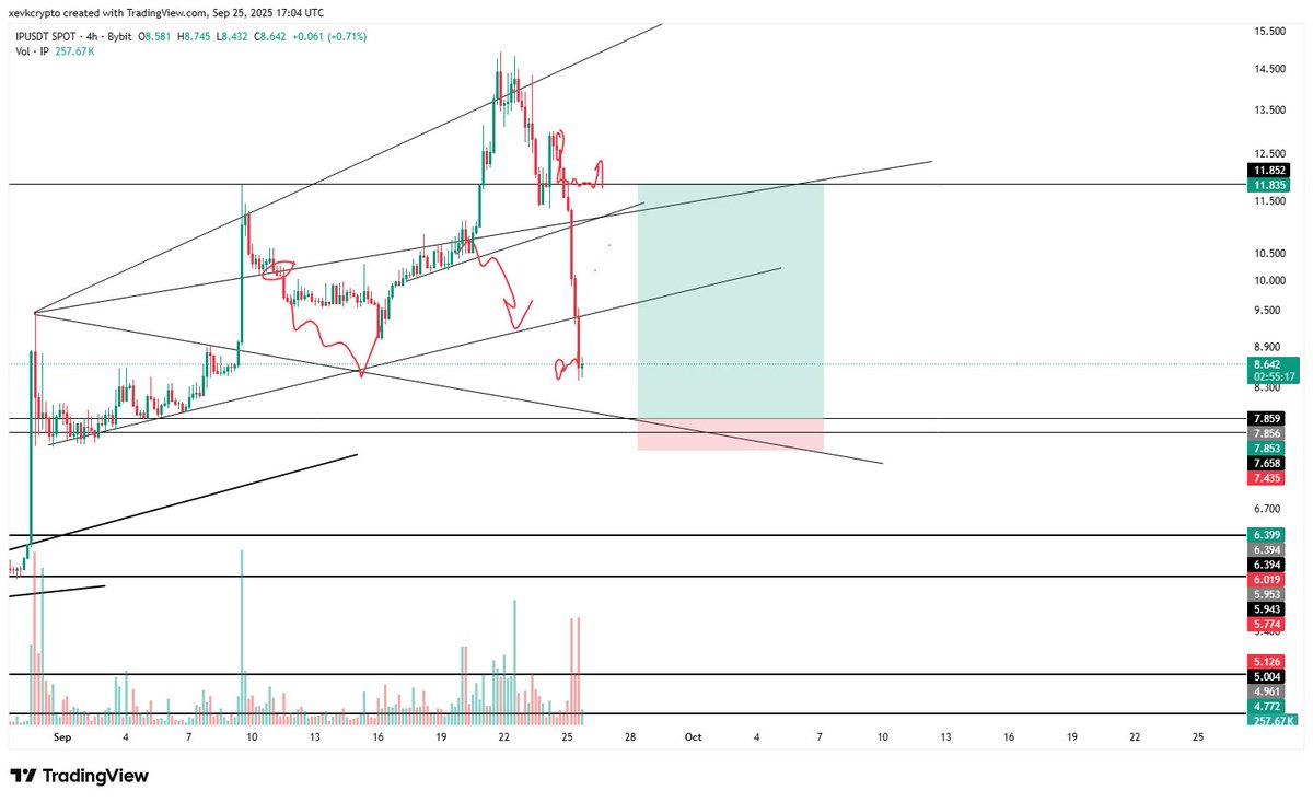 NotXevk's tweet image. challenge trade ( current balance 190 ) :
#IP $IP LONG LIMIT TRADE:
EP: 7.856
SL: 7.435
TP:11.85
margin : 50usd
leverage : x20