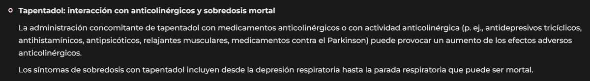 Tapentadol: interacción con anticolinérgicos y sobredosis mortal
aemps.gob.es/informa/boleti… en Boletín sobre Seguridad de Medicamentos de la <a href="/AEMPSGOB/">AEMPS</a> #SegPac