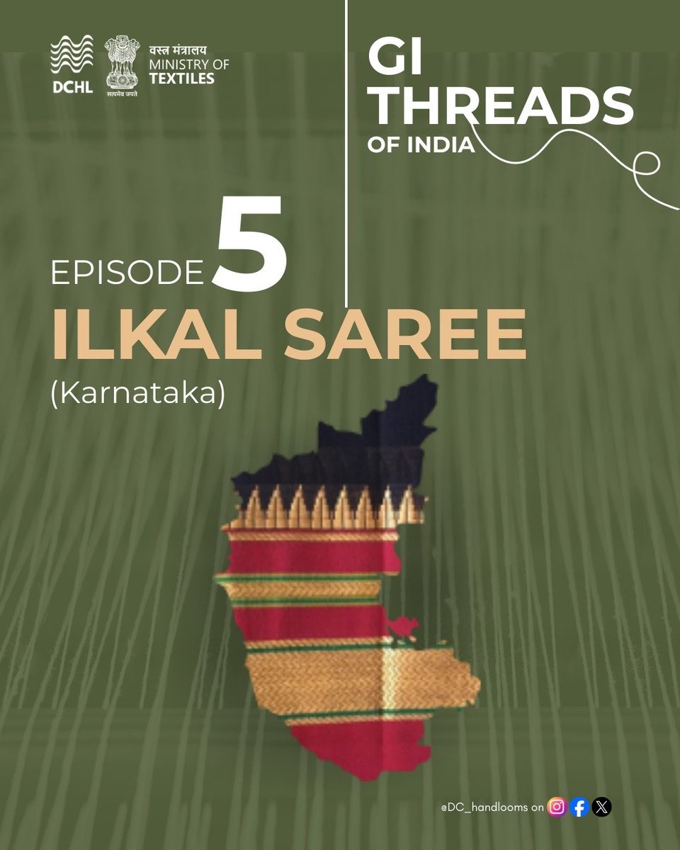 dchandlooms01's tweet image. Ilkal sarees embody conversations through every fold, weaving everyday life into ritual. These sarees blend comfort and elegance with temple-inspired motifs, reflecting a rich heritage. #ministryoftextiles #dchandlooms #myproductmypride #myhandloommypride #gitag #Culture