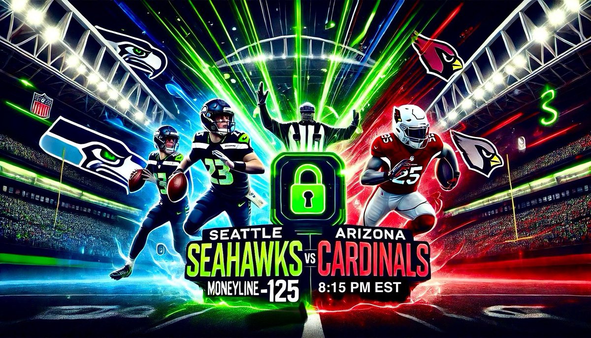 🔥 FREE PLAY ALERT 🔥
NFL Thursday Night Football Seattle Seahawks 🟢🟦 vs Arizona Cardinals 🔴⚫️
We’re locked in on the Seahawks Moneyline (-125) as tonight’s free play. Seattle’s offense is rolling, Arizona is banged up, and the controlled stadium environment favors the