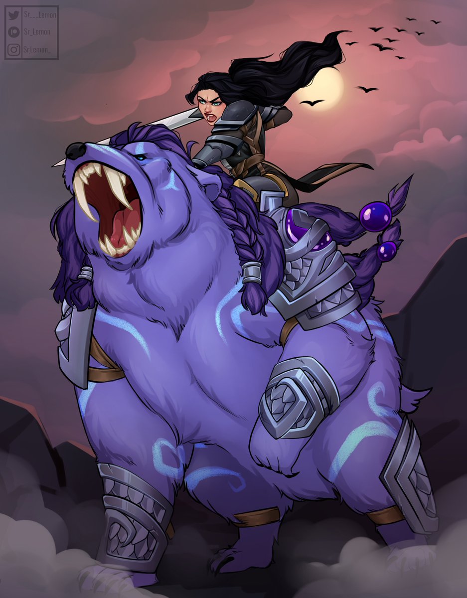 Why get a horse when you can mount your druid friend in to battle?

#commission #wow #worldofwarcraft #druid #bear #human #oc #originalcharacter #rp #roleplay #fantasy #battle #digitalart
