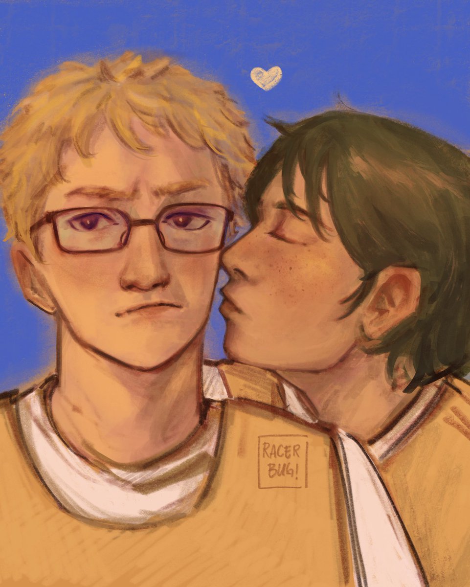 racerbugz's tweet image. sulking bc it’s just on the cheek
#tsukkiyama #haikyuu