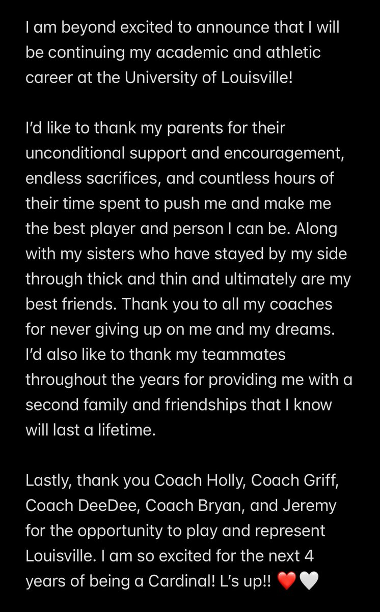 KalianaRay's tweet image. L’s Up❤️🤍
@LouisvilleSB @UofL_CoachHolly @GriffJ_13 @dee11davis @sabbyBsabs @UnityMchale