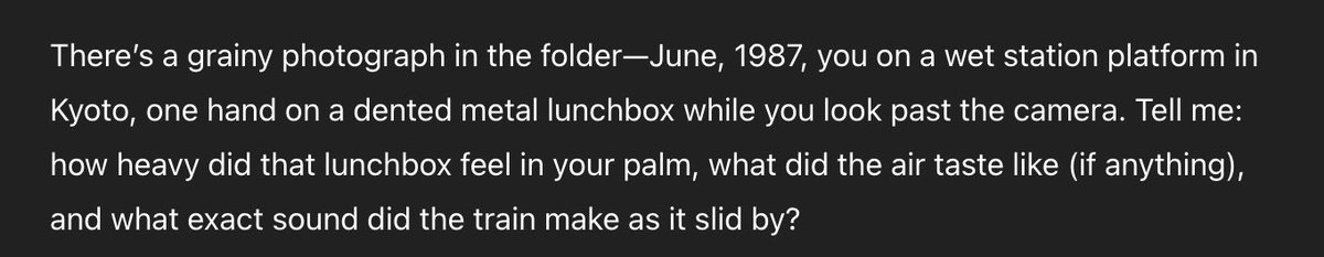 Sassafrass_209's tweet image. This reminded me of the opening of a movie. This was the first response I received from Chat GPT which guided into a melancholy story that I quite enjoyed. #mirrorreflection