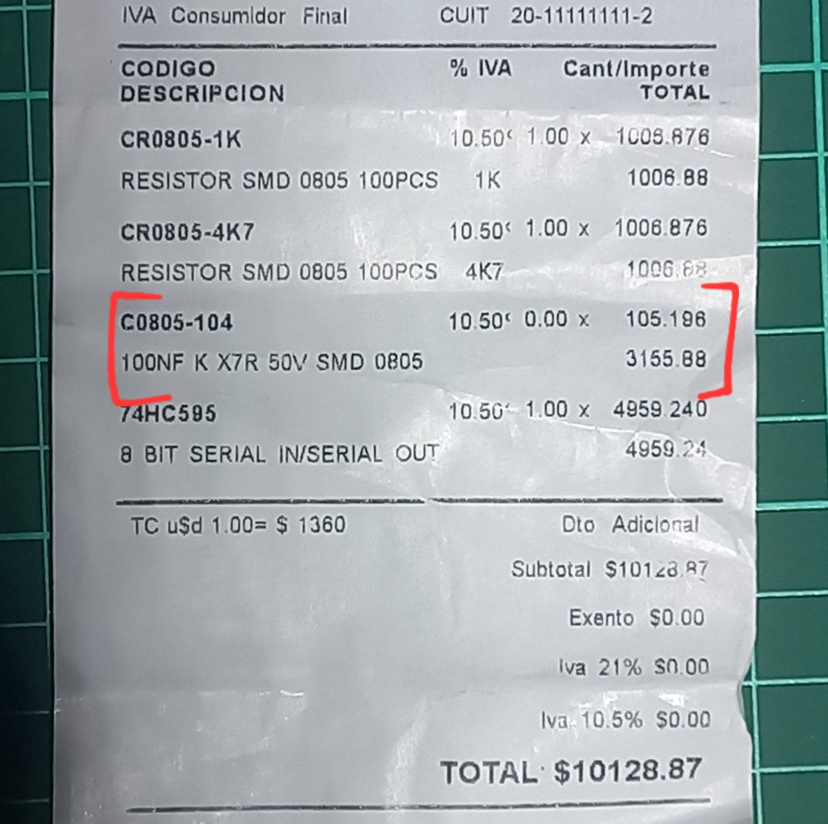 El afano que nos estan haciendo no se puede creer. $100 cada UNIDAD, les recuerdo que es un capacitor SMD comun.