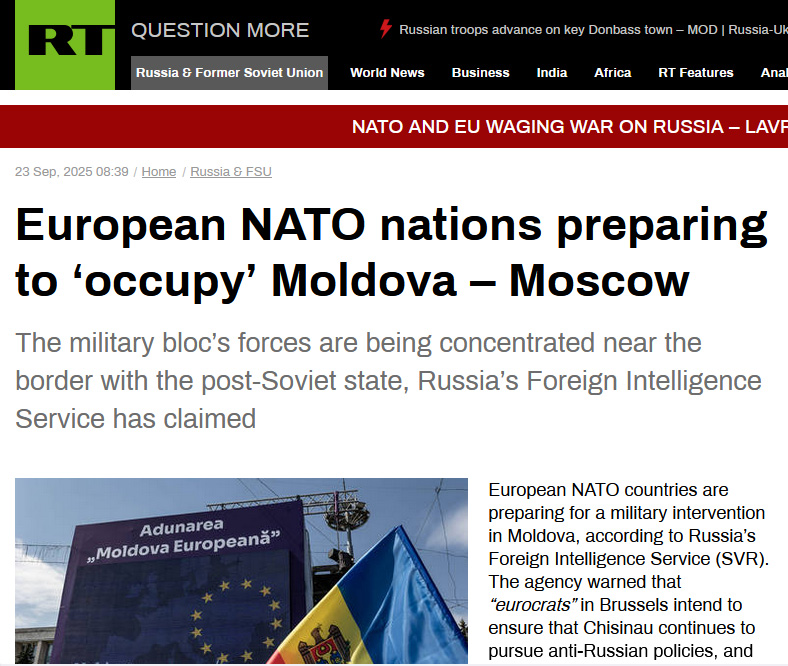 Secondo il servizio segreto estero (SVR) di Mosca, paesi europei della NATO sarebbero intenzionati a prendere il controllo della Moldova nei mesi immediatamente successivi alle elezioni parlamentari di fine settembre. Personale militare francese e britannico…
1/2