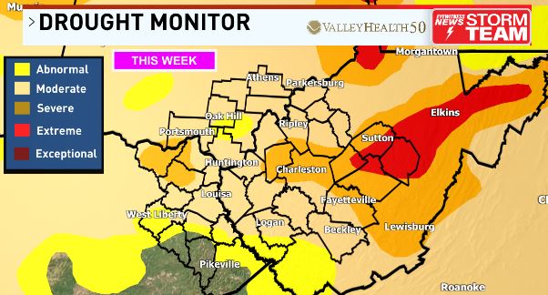 Drought monitor update today actually got worse for many areas...*but* it only includes rain that fell through early Tuesday morning. Northern Kentucky and Southeast Ohio have seen improvement since then with 1-4"+ of rainfall. Kanawha Valley still needs more rain.