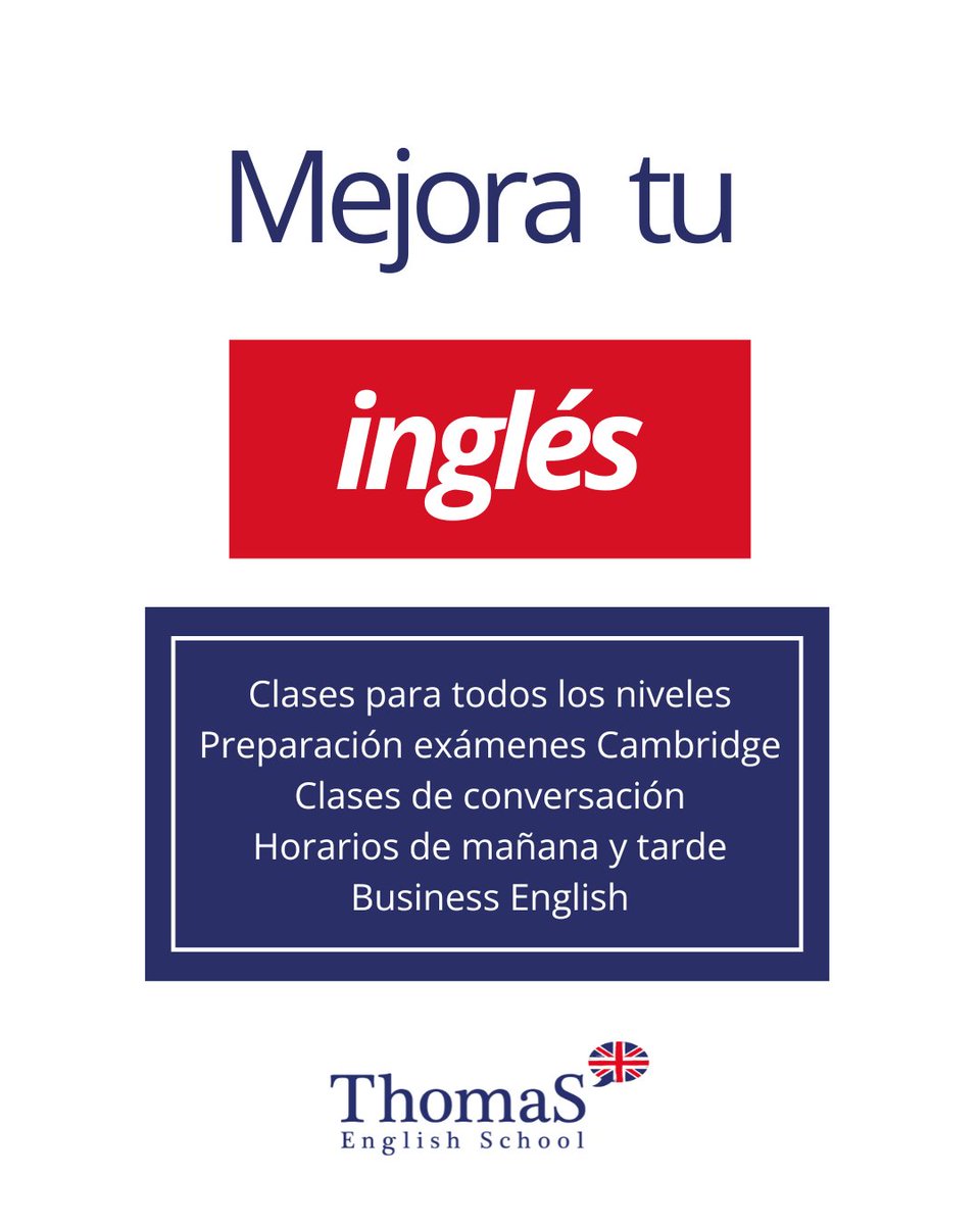 Este último trimestre del año es el ideal para empezar un curso para mejorar tu nivel de inglés. ¿Te apuntas?

Más información:
📧 info@thomasenglishschool.es
☎️ 931 713 412
📱 644 75 47 41