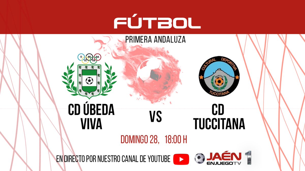 🚨RETRANSMISIÓN ‼

👉Y por la tarde estaremos en Úbeda con la Primera Andaluza. Cuarta jornada ‼

➡En directo, a partir de las 18:00 horas, podrás ver el duelo entre <a href="/cd_ubedaviva/">CD Úbeda Viva</a> - <a href="/CulturalDeport2/">Cultural Deportiva Tuccitana</a> . 

Aquí: youtube.com/live/BATujTdJR…
