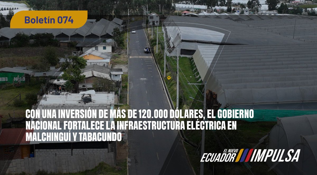 📄 ¡BUENAS NOTICIAS!

Un importante proyecto de mejoramiento de infraestructura eléctrica, en beneficio de las parroquias Malchinguí (cantón Pedro Moncayo) y Tabacundo (cabecera cantonal), beneficiará a más de 200 mil familias.

Más en: acortar.link/bXdNDd

#ElNuevoEcuador