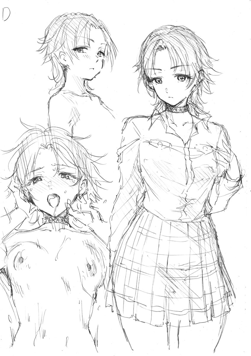 没プロットのキャラデザ。
口数少なめで主人公を眺めており、たまに目が合うと笑みを浮かべる。一見、クール&ミステリアスだけど実はほわほわ天然系。いざ面と向かうとシャイガールで顔真っ赤になっちゃう。仲の良い女子達が何とかして二人をくっつけようとするけど主人公も相当奥手で...みたいな。