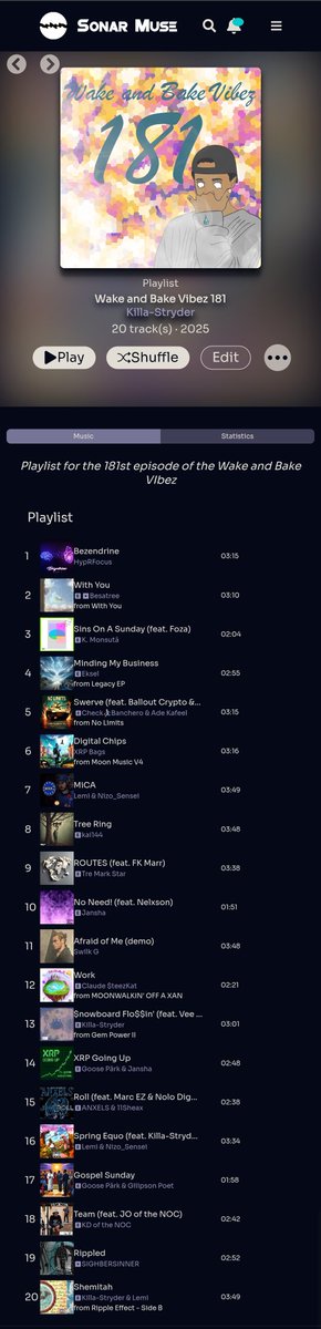 Kamikaze Monsutā (@killastryder) on Twitter photo This weeks playlist consists of songs by:
<a href="/TreMarkStar/">TreMarkStar</a>
<a href="/BranchedOff/">BranchedOff</a>
<a href="/MateyaWaMaina/">kai144</a>
<a href="/anXelsNFT/">ANXELS | #Believe</a> <a href="/k1ll3r_k/">Kill3r-K</a> <a href="/11SheaX/">SHΣA </a>
<a href="/XRPLemi/">Lemi 🌊</a> <a href="/Nizo_Sensei/">Nizo_Sensei</a>
<a href="/Eksel_ENT_/">Eksel ENT 💎</a>
<a href="/SwilkG/">Swilk G</a>
<a href="/claudesteezkat/">sheloveclaude</a>
<a href="/KDoftheNOC/">KD of the NOC</a>
<a href="/SIGHB3RSINN3R/">Ƨ!G⧦BΣR🪞</a>
<a href="/gooseparks/">𓂀 Goose Pärk 𓂀</a> <a href="/janshafn/">Jansha</a>
<a href="/Mike30132/">Michael M.</a>
<a href="/XRPBags/">XRP Bags💰👨🏽🚀 BagMan</a>
<a href="/CheckBanchero/">CHECK</a> <a href="/KafeelAde/">Adé Kafeel (pronounced Ah-Day)</a> This weeks playlist consists of songs by:
<a href="/TreMarkStar/">TreMarkStar</a>
<a href="/BranchedOff/">BranchedOff</a>
<a href="/MateyaWaMaina/">kai144</a>
<a href="/anXelsNFT/">ANXELS | #Believe</a> <a href="/k1ll3r_k/">Kill3r-K</a> <a href="/11SheaX/">SHΣA </a>
<a href="/XRPLemi/">Lemi 🌊</a> <a href="/Nizo_Sensei/">Nizo_Sensei</a>
<a href="/Eksel_ENT_/">Eksel ENT 💎</a>
<a href="/SwilkG/">Swilk G</a>
<a href="/claudesteezkat/">sheloveclaude</a>
<a href="/KDoftheNOC/">KD of the NOC</a>
<a href="/SIGHB3RSINN3R/">Ƨ!G⧦BΣR🪞</a>
<a href="/gooseparks/">𓂀 Goose Pärk 𓂀</a> <a href="/janshafn/">Jansha</a>
<a href="/Mike30132/">Michael M.</a>
<a href="/XRPBags/">XRP Bags💰👨🏽🚀 BagMan</a>
<a href="/CheckBanchero/">CHECK</a> <a href="/KafeelAde/">Adé Kafeel (pronounced Ah-Day)</a>