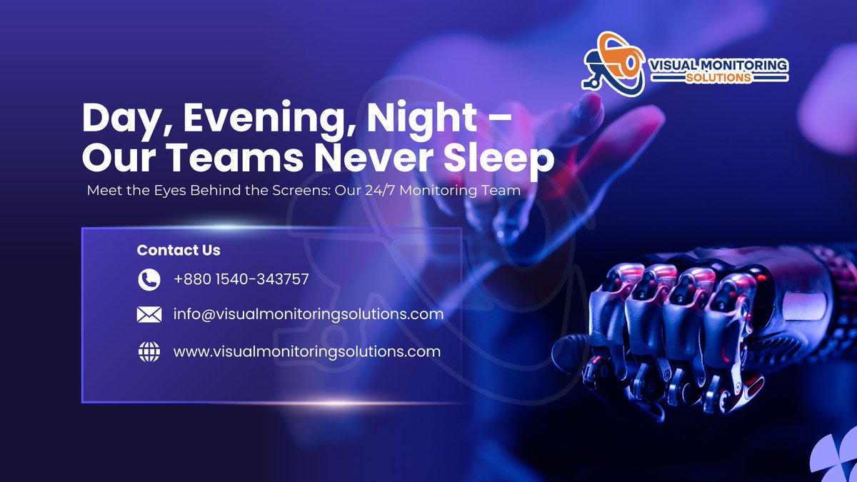 visualmonitorin's tweet image. 24/7 Eyes, Zero Compromise.
No matter the hour, our teams are live and alert — protecting what matters to you.

Our operation runs across Morning, Evening, and Night teams, with trained professionals monitoring your premises round the clock.

#CCTVMonitoring #247Security #Visual