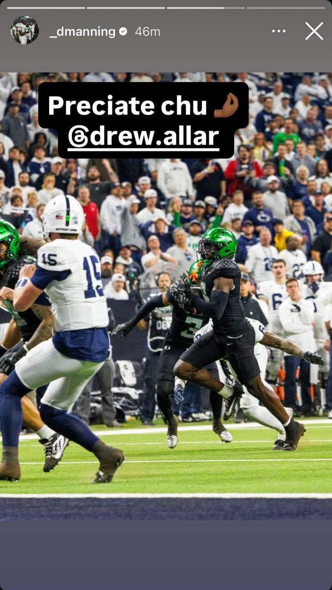 oregon__updates's tweet image. Dontae Manning’s IG story 😂