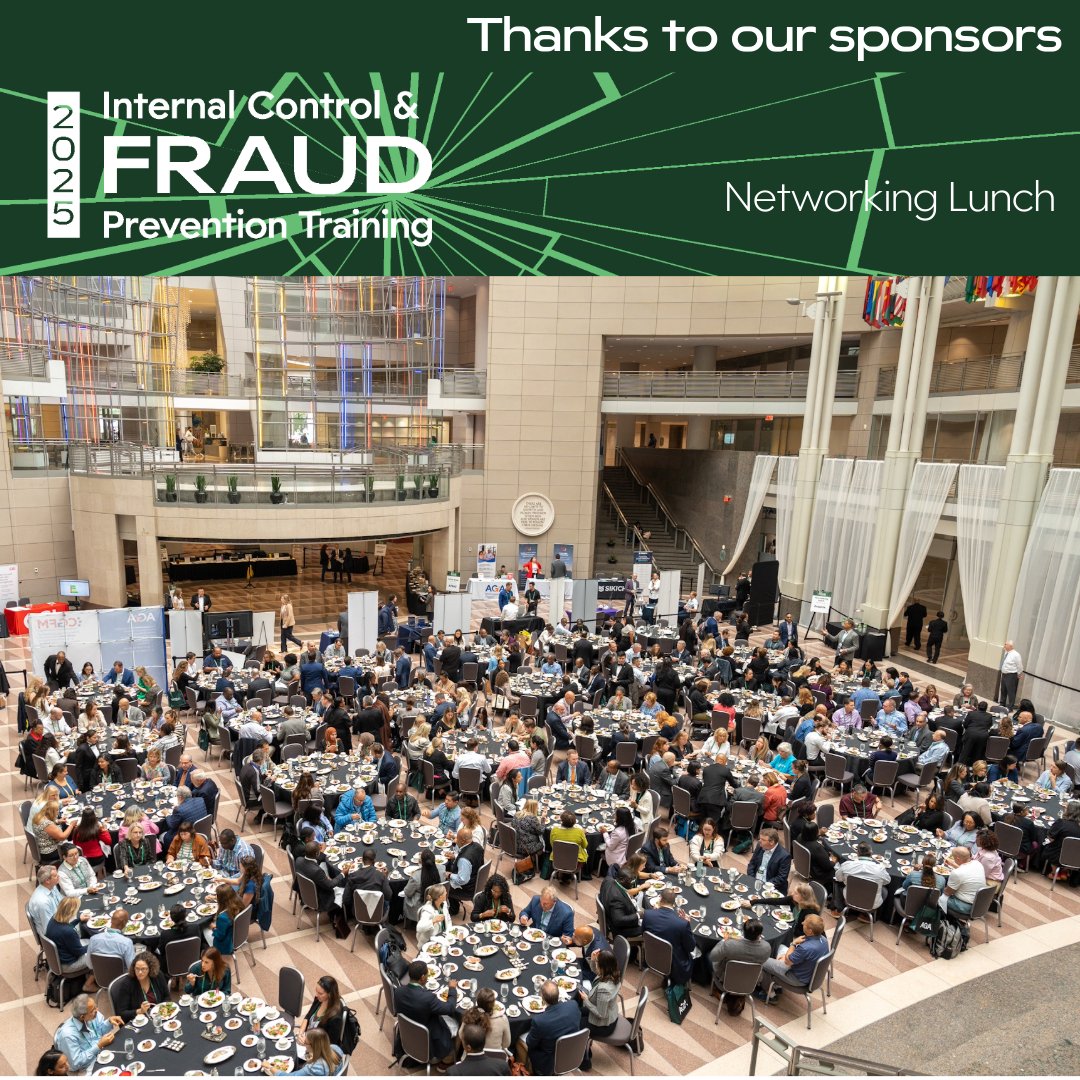 A big thank you to our sponsors <a href="/Allocore/">Allocore</a>, @CGI United States, <a href="/diligentHQ/">Diligent</a>, @RSM US LLP and <a href="/sikichglobal/">Sikich</a> for providing a fantastic lunch at #Fraud25!