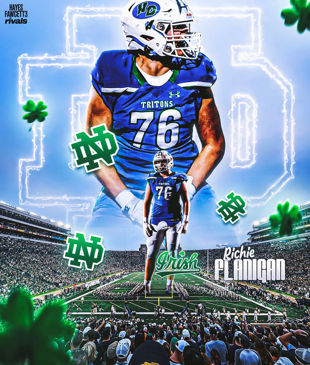 BREAKING: Four-Star DL Richie Flanigan has Committed to Notre Dame, he tells me for @rivals

The 6’3 270 DL from Green Bay, WI chose the Fighting Irish over Michigan, Illinois, Northwestern, &amp; Wisconsin

“Philippians 3:14 ☘️”

on3.com/rivals/richie-…